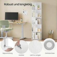 360-Grad-drehbares Bücherregal, 4 Ablagen, 16 Fächer, freistehend, drehbar, Büroregal, Dekoregal, Aufbewahrungsregal, für Wohnzimmer, Schlafzimmer, Büro, Kinderzimmer - Weiss - Übersicht 8