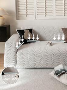 1 chiếc bọc ghế sofa màu be trơn, chất liệu jacquard, co giãn, che phủ toàn bộ, phong cách tối giản, thân thiện với thú cưng, chống trượt, chống bẩn và chống trầy xước, phù hợp cho mùa xuân, hè, thu và đông, có thể giặt máy, dùng để trang trí nhà cửa dịp lễ và năm mới. - Màu Xám nhạt - Xem 8