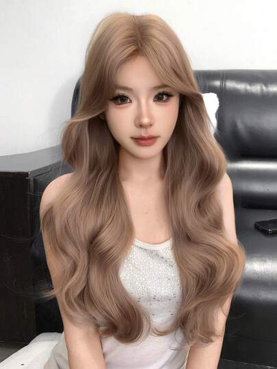 alicegarden Forehead Lace 4 * 1, Forehead Lace Curly Hair Wig, Medium Brown Long Curly Hair Wig, 26 Feet Long, Natural And Realistic Wig For Daily Use