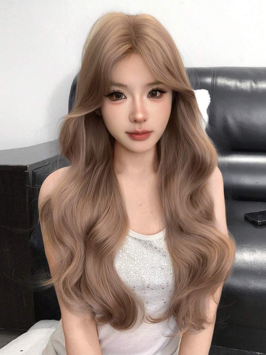 alicegarden Forehead Lace 4 * 1, Forehead Lace Curly Hair Wig, Medium Brown Long Curly Hair Wig, 26 Feet Long, Natural And Realistic Wig For Daily Use - Brown - View 1