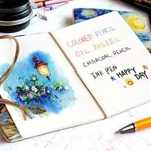 1 件，A5，80 页，动物森林速写本，兔子，松鼠，狐狸，猫头鹰，绷带悬挂，空白图片笔记本，便携式旅行速写本，DIY 日记本，空白笔记本，非常适合书写，非常适合彩色铅笔、油画颜料、马克笔和完美的礼物，圣诞礼物 - A5 - 查看 7