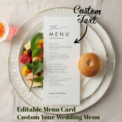 20pcs Custom Elegant Minimal Wedding Menu, Personalized Modern Script Dinner Menu, Editable Reception Menu, Minimalist Wedding Menu Card, Custom Menu Template, Elegant Wedding Supplies, Wedding Reception Menu, Engagement Party Menu, Bridal Shower Menu, Anniversary Dinner Menu, Customizable Menu Design