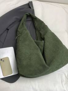 2025 Autumn/Winter New Fashion Corduroy High-Capacity Multi-Pocket One Shoulder Underarm Tote Bag - Green - View 5