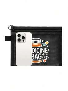 女士化妆品和药品收纳包 - 药房主题拉链旅行箱，带药瓶设计，红色气垫收纳便携式收纳包，化妆包，护肤包，旅行必需品，宿舍用品，轻便化妆包，大容量化妆包，旅行洗漱包，耐用拉链开合，护理必需品，可折叠收纳，护理学生用品 - 彩色 - 查看 9