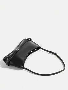 Bolsa Transversal Preta Minimalista, Bolsa Pequena Versátil Feminina, Bolsa de Ombro e Axila Y2K, Essencial para Ir e Vir e Uso Diário