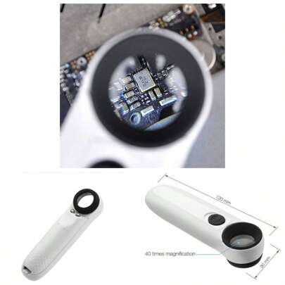 1 PCS 40X Handheld Magnifier Magnifying Glass Loupe Lens Reading Jewelry Watch Repair With 2
