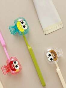 4个亮色旅行牙刷盒,配1个金属牙膏挤压器,透气设计,适合居家、宿舍和旅行使用 | 可爱的牙刷头收纳盒,适合浴室整理、大学必备、家庭旅行和返校季 | 塑料防水牙刷架,防尘收纳盒(红/蓝/白/绿) - 彩色 - 查看 3