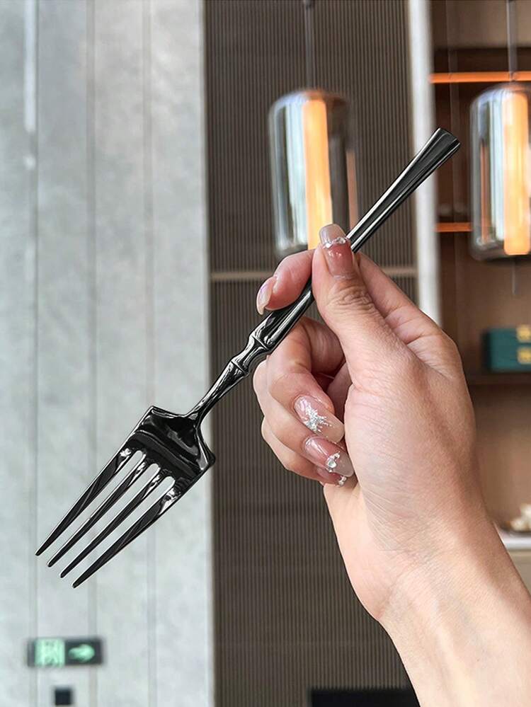 3pcs/15pcs/30pcs Creative Waist Design Stainless Steel Cutlery Set, Including Fork, Knife, Spoon, Dishwasher , Suitable For Home, Restaurant, Hotel, Party, Wedding - Black - View 5
