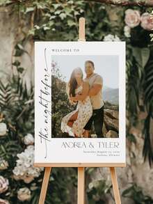 Plantilla de cartel de bienvenida para bodas, plantilla de cartel de bienvenida con foto moderna, póster imprimible de recepción de bodas - Multicolor - View 5