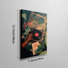 1件时尚音乐主题墙画，非裔美国人印花帆布画，情歌海报，黑胶唱片装饰，适合客厅、卧室、公寓、宿舍装饰，送给音乐爱好者的礼物，可选带框或不带框。 - 彩色 - 查看 11