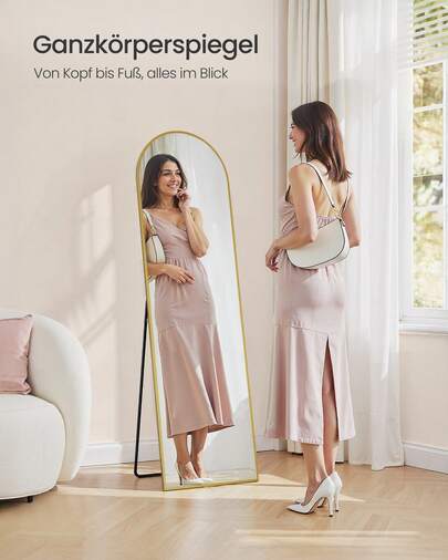 SONGMICS Ganzkörperspiegel, 160 x 50 cm, 150 x 40 cm,rechteckiger Standspiegel, Rahmen aus Aluminiumlegierung, Hartglas, für Schlafzimmer, Wohnzimmer, Garderobe