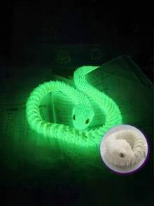 30厘米夜光3D打印蛇形装饰品，新年礼物，全关节可动蝰蛇模型，逼真动物雕像，可选颜色：30厘米彩虹色、夜光绿色、纯黑色和纯白色，3D打印，蛇形，成人玩具（眼睛颜色随机）