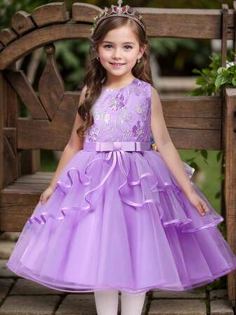 Vestido corto de lujo para niñas, vestido de niña de las flores para bodas, ocasiones de cumpleaños, para todas las temporadas