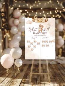 派对游戏性别揭晓海报氛围装饰道具，适用于周年纪念礼物派对装饰、生日派对、婚礼礼物、新娘送礼会、投票海报 - 款式 - 查看 1