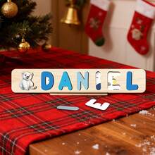 [New Font And New Pattern] Customized Puzzles, Customized Children's Educational Toys With Optional Bottom Plate Patterns, Support Customization Of 3-10 Letters And 1 Pattern, Suitable Birth Gifts, Christmas Gifts(With Stand)