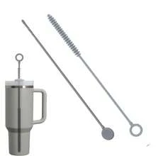 Silikonstrohhalm-Reinigungsbürste, wiederverwendbare Strohhalm-Reinigungsbürste mit biegsamem Stahlkern, extra lange weiche Flaschenbürste zum Reinigen von Glasstrohhalmen, zum Säubern von Spalten