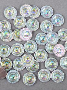 50 piezas/paquete, Rhinestones de resina redondos de 14 mm, Rhinestones de resina coloreados y con efecto AB, Rhinestones de resina de fondo plano para decoración DIY en ropa, bolsos, zapatos y manualidades