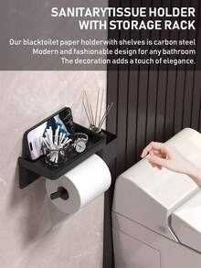 1pc Toilet Paper Holder With Phone Shelf - Heavy-Duty Rustproof Bathroom Dispenser, Space-Saving Tissue Roll Holder & Phone Tray, Toilet Paper Holder Wall Mount, Toilet Paper Holder Stand For Bathroom, Toilet Paper Holder For Wall, Toilet Paper Hanger For Bathroom, Toilet Paper Wall Holder, Toilet Paper Holder For Bathroom, Wall Toilet Paper Holder, Toilet Paper Stand For Bathroom, Toilet Roll Holder Wall Mount, Toilet Paper Holder