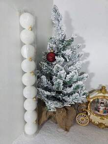 9pcs/Box 6cm Glass Glitter Christmas Tree Ornament Balls - White - View 2