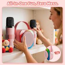 ODAPTO جهاز كاريوكي صغير مع ميكروفونين لاسلكيين، مناسب للأطفال والبالغين، سماعة بلوتوث محمولة، هدية مثالية لعيد ميلاد المراهقين من عمر 3-13 سنة، ترفيه منزلي للأولاد، حفلة عيد الميلاد - متعدد الألوان - مشاهدة 7