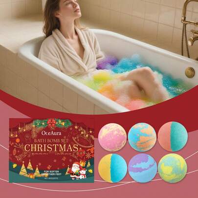 6pcs/Set 180g Colorful Christmas Bubble Bath Bombs, 30g Each, Help Create Festive Ritual In Daily Life, Produce Rich & Dense Bubbles, Vibrant Colorful Foam Enhances Holiday Atmosphere, Suitable For Depicting Christmas Bathing Scenes, Upgrade Bathing Experience, Ideal For Holiday Gifts Or Giving To Friends And Family.