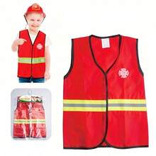 Kids Firefighter Costume Set - Realistic Firefighter Uniform Vest, Ideal For Halloween, Birthday, Christmas, Carnival Or Outdoor Play, Suitable For Boys And Girls - Multicolor - View 2
