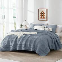 Blue Quilt King Size Bedding Sets With 2 Pillow Shams, Lightweight Soft Bedspread Coverlet, Quilted Blanket Thin Comforter Bed Cover All Season, 3 Pieces, 104x90 Inches, All - Season Bedding - 波西米亞藍灰色 - 查看 8