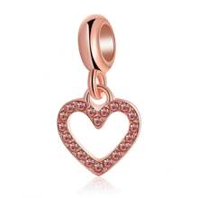 1pc Rose Gold Plated Beaded Pendant, Styles Include Heart, Ginkgo Leaf, Key, Travel, Snowflake, Etc. Suitable For Customizing Existing Bracelets And Necklaces With DIY Decoration. - Rose Gold - View 5