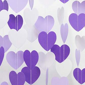 Purple & White Heart Floral Wreath Hanging Decor Backdrop Banner Suitable For Wedding, Bridal & Christening, Birthday, Anniversary, Valentine's Day And Mother's Day Parties