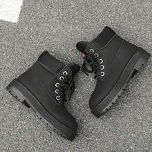 Pantofi noi pentru bărbați, stil american de nișă, cizme de zăpadă cu șireturi, impermeabile, la modă, talpă groasă, foarte înalți, ușori și de înaltă calitate, pantofi de pâine, mărime mică, antiderapanți și rezistenți la uzură - Negru - Vizualizare 3