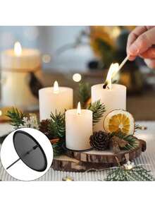 1pc Black Cone Candle Holder, Black Rimmed Tray, Advent Wreath Candle Holder, Metal Candle Holder To Secure Candles, For Advent, Wedding, Christmas, Party, Dinner Table Centerpiece, Valentine's Day, Holiday Party Decor - Multicolor - View 7