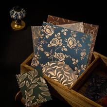 Tomato-jam Girl 1包8张各种金色烫印花朵图案纸，复古风格设计，个性化剪贴簿美学，垃圾日记DIY拼贴卡片材料，手工制作，办公及学校用品 - 彩色 - 查看 7