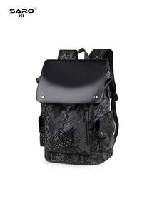 saroxi 男士休闲背包，轻便便携背包，适合旅行、露营、徒步旅行、学校、学生、青年，必备礼物 - 黑色 - 查看 5