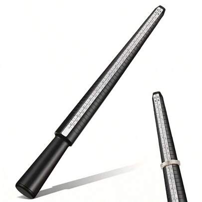 Calibrador de anillos con escala US/UK/EU/HK, varilla de medición de tamaño de anillo negro, herramienta para medir el tamaño de los dedos para hacer anillos de boda