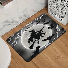 1pc Ultra-Soft Flannel Non-Slip Doormat, Halloween Witch On Broomstick Design, Machine Washable & Fade-Resistant, Suitable For Kitchen, Dining Room, Hallway, Bathroom, Bedroom, Study, Computer Room, Indoor/Outdoor Entryway Mat, Home Decor,Flannel Carpet, Flannel Floor Mat, Door Mat, Anti Slip And Absorbent Decorative Mat - mặc định - Xem 2