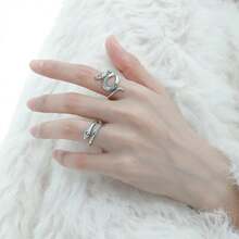 Anillo de Plata Qwonekou Anillo para Mujer Anillo Ajustable Diseño de Serpiente, Anillo Esmaltado Anillos de Mujer Anillo de Boda Regalo Ideal para Mujeres Tamaño Universal 40048 - 1 - Ver 2