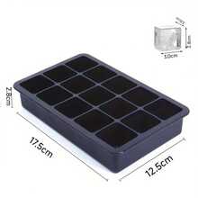15-Cavity Black Silicone Ice Cube Tray, Easy Release Ice Mold, Suitable For Cocktails, Whiskey, Home & Commercial Use - Black - View 3