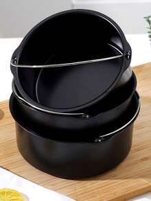 1个/2个圣诞新款蛋糕模具烘焙工具，圆形空气炸锅厨房配件，圣诞装饰厨房小工具烹饪6/7/8英寸厚不粘烘焙蛋糕篮，蛋糕制作的好帮手。 - 黑色氣炸鍋提籃 - 查看 7