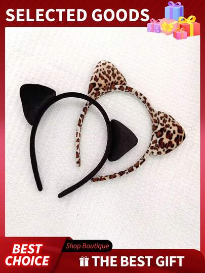 1pc Leopard Print Fluffy Cat Ear Headband, Soft & Comfortable, Animal Pattern Print, Casual Wear, Streetwear, Fashion, Women Hair Accessory, Versatile Item, Suitable For Young Women & Fashion Enthusiasts, Cute Style, Personalized Outfit