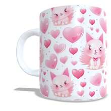 Caneca Gatos Gatinhos Fofos Rosa para Presente Decoração Casa Cozinha Quarto e Escritório - MODELO 4 - Visão 1