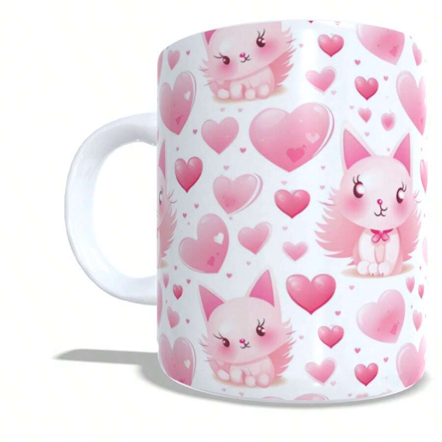 Caneca Gatos Gatinhos Fofos Rosa para Presente Decoração Casa Cozinha Quarto e Escritório - MODELO 4 - Visão 1