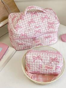 1 件/套格子图案可爱化妆包套装便携式旅行化妆包化妆包化妆品收纳包珠宝收纳包女士多功能收纳包带拉链封口的手拿包适用于化妆品、刷子、护肤品、手机、硬币、小物件化妆包护肤包家居装饰伴娘礼物妈妈礼物生日礼物教师礼物送给朋友的礼物返校礼物旅行必需品邮轮必需品宿舍必需品 - 彩色 - 查看 4