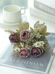 1/80 pezzi profumo di rose artificiali da 31 cm, palline ricamate, peonie e fiori misti, profumo da sposa, decorazione per matrimoni, materiali per corone fai-da-te, decorazioni per feste di compleanno, casa, sala da pranzo, soggiorno, vasi, giardino esterno, decorazioni primaverili per la casa, regali di compleanno, regali di San Valentino - Viola - Visualizzare 3