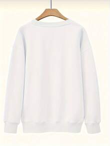 Oversized Sweatshirt White Holiday Spirit Cocktail Club Print Christmas Party Wear For WomenHalloween, Christmas, Thanksgiving, Holiday Gifts, Ladies' Round Neck Hoodie - 白色 - 查看 2