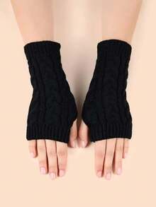1pc Unisex Y2K Style Fashionable Fingerless Fluffy Knit Gloves, Suitable For Streetwear, Party, Autumn & Winter Outdoor, Cold-Proof And Warm - Gloves - View 11