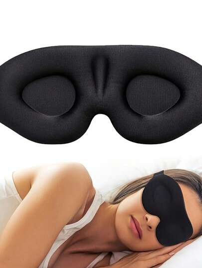 1 Stück 3D Stereo Augenmaske - druckfrei, atmungsaktiv und lichtblockierend, verstellbarer Schlafessenzial für Männer, Frauen und Studenten (ideal für Nickerchen)