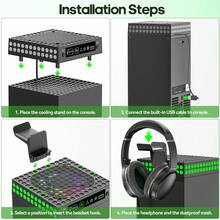 Multifunction Cooling Fan With Heatsink, Dust Cover, Display, RGB Light, Temperature Control For Series X Console Accessories - Includes Headphone Stand
