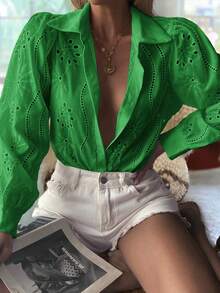 Blusa de Acción de Gracias Vaiaye, blusa de manga larga con cuello de corbata bordada de unicolor para mujer, adecuada para el Día de San Valentín, uso diario, viajes, Navidad, cumpleaños y atuendo de Año Nuevo