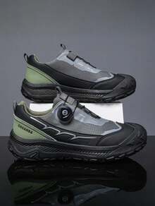 [Special Offer] Men's Quick Rotary Buckle Outdoor Hiking Shoes, Non-Slip Wear-Resistant Rugged Sole Anti-Collision Toe Breathable Trekking Sneakers For Trail Walking Camping Climbing Mountaineering Daily Outdoor Use - 灰色 - 查看 3