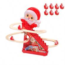 Izengate 圣诞节新款儿童玩具，益智游戏，2 种模式 - 灯光和音乐/静音，有趣的轨道攀爬玩具，自动攀爬轨道滑梯玩具，圣诞老人爬梯玩具，男孩女孩的最佳生日圣诞节万圣节新年礼物（不含电池）